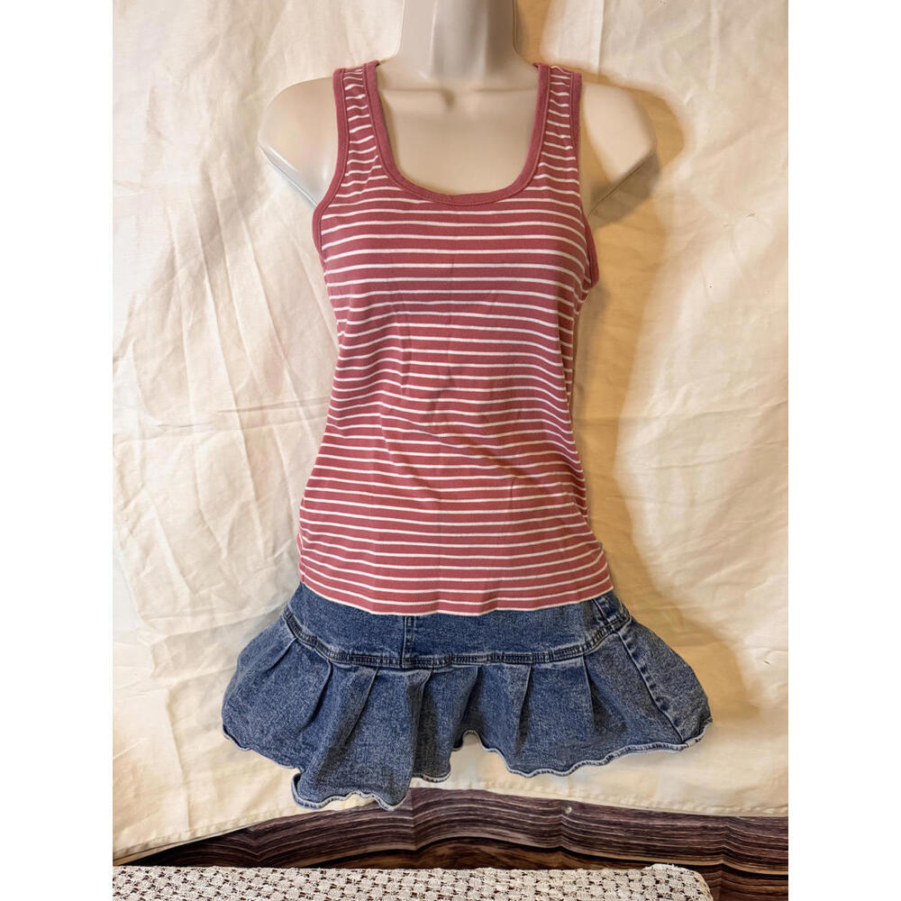 Eddie Bauer Women's Tank Top Red‎ White Striped Cotton Size S